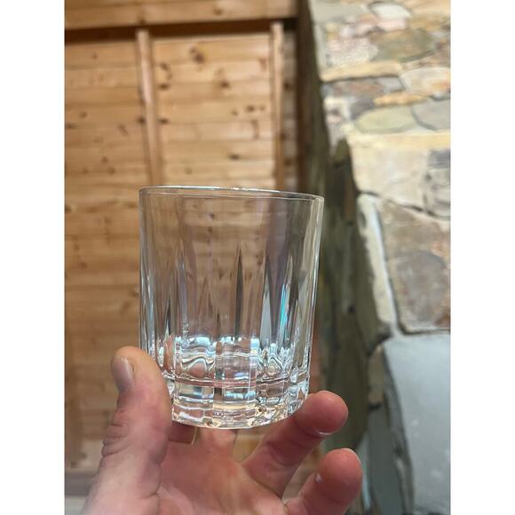 2 Vintage Glass Double Old Fashion Whiskey Glasses. Lines. Retro look - Picture 2 of 5